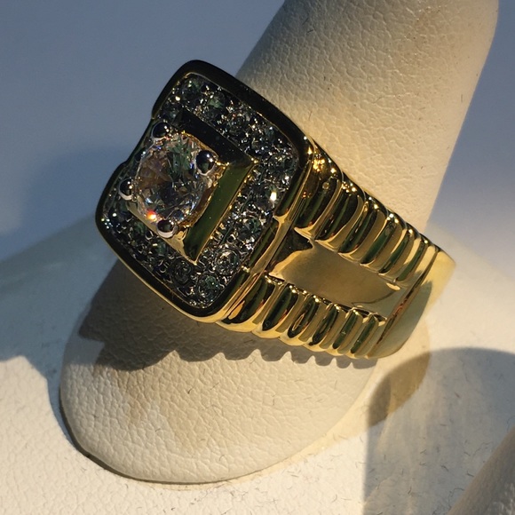 Bianco Men's Gold Zirconia Ring - Picture 8 of 8